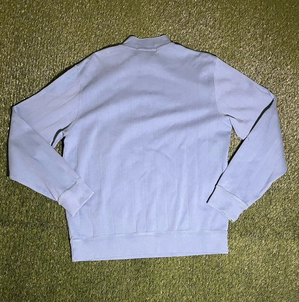 Fairway & Greene Blue Knit Pima Cotton 1/4 Zip Mock Neck Sweater Men's M